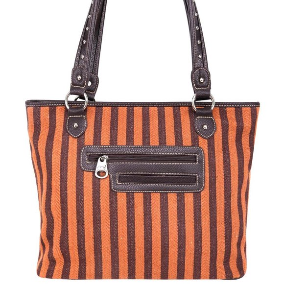 Large Leather Trim Aztec  Design Canvas Tote Bag - Picture 3 of 4